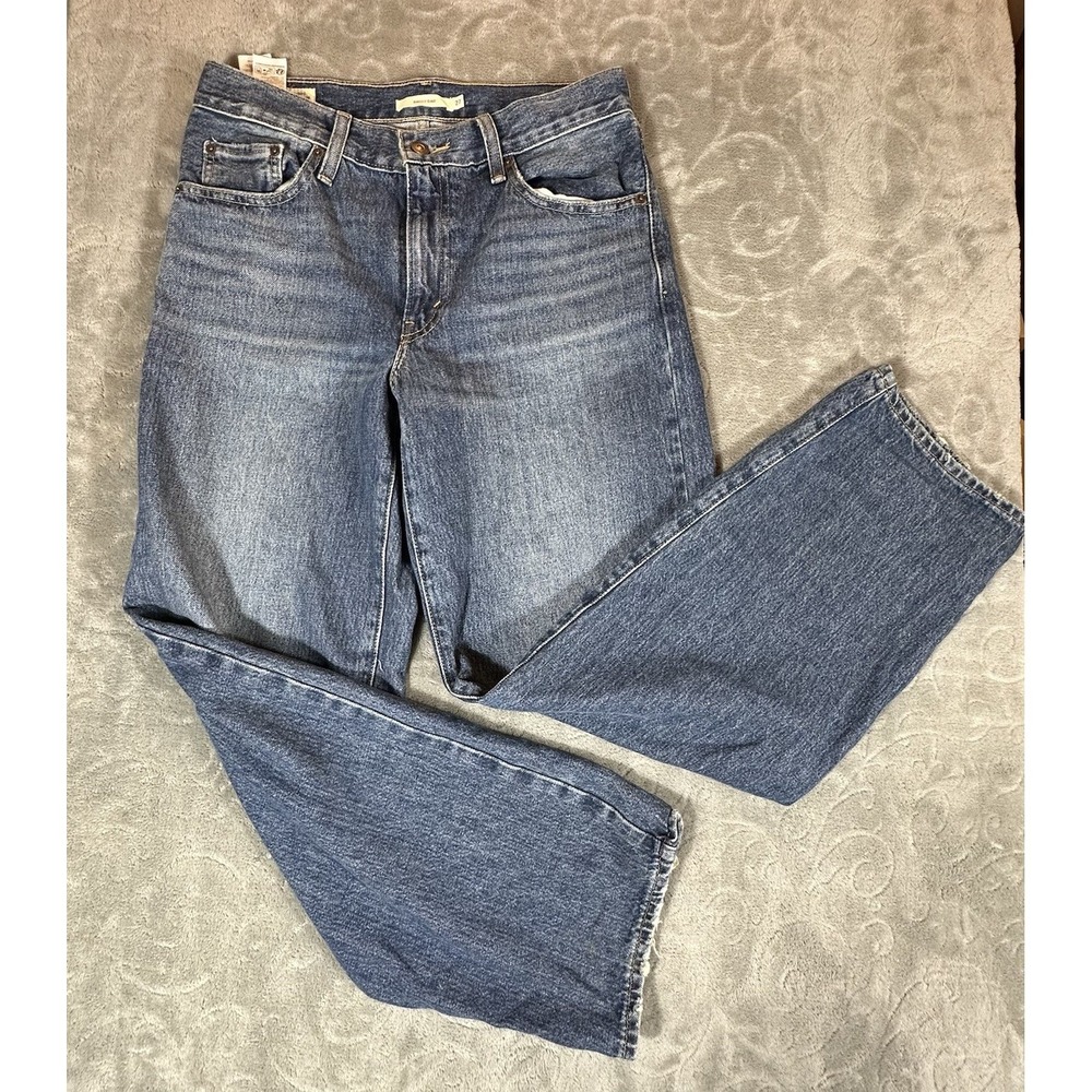 Levis Baggy Dad Jeans Womens 27 (Fits 29x30) Blue Denim Straight Barrel Loose - Picture 2 of 16